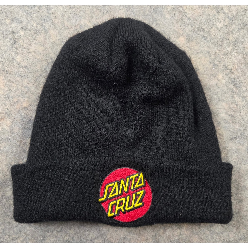 Santa Cruz Skateboards Classic Dot Logo Black Knit Beanie Hat NHS Inc Canada